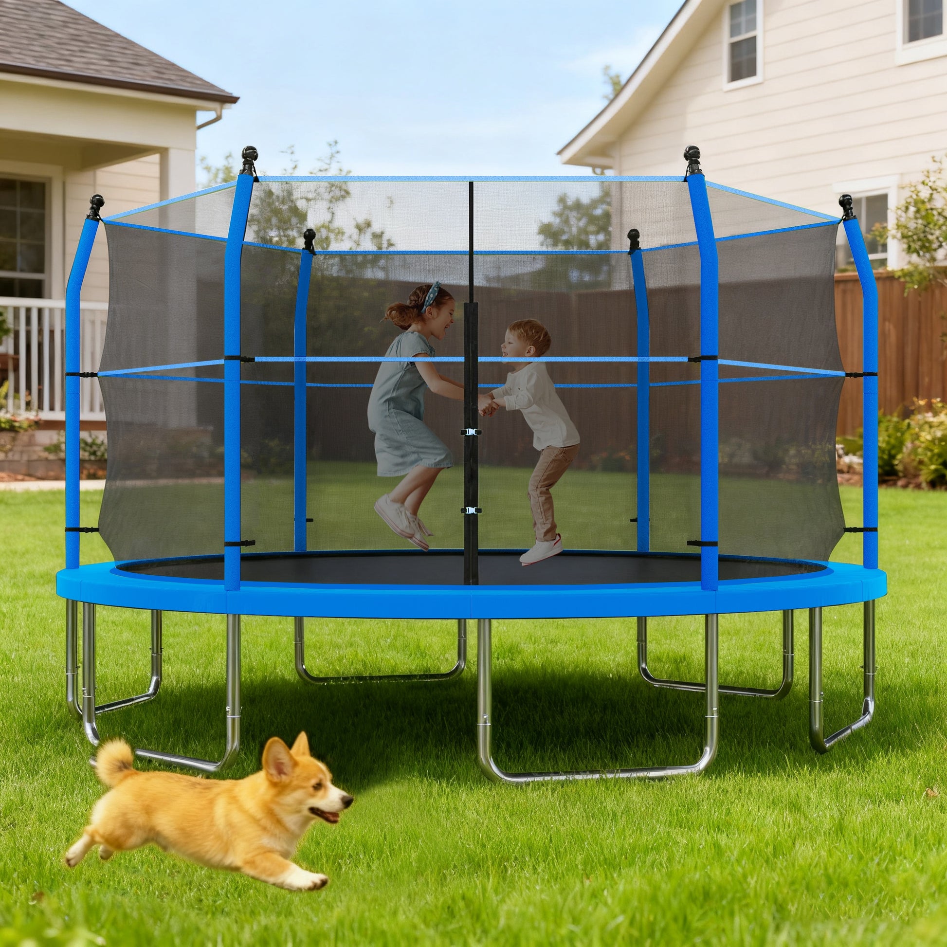 LOVMOR 14ft Trampoline with Ladder and Enclosure Net for Kids and Adults Heavyduty 14' Outdoor Trampoline for Backyard