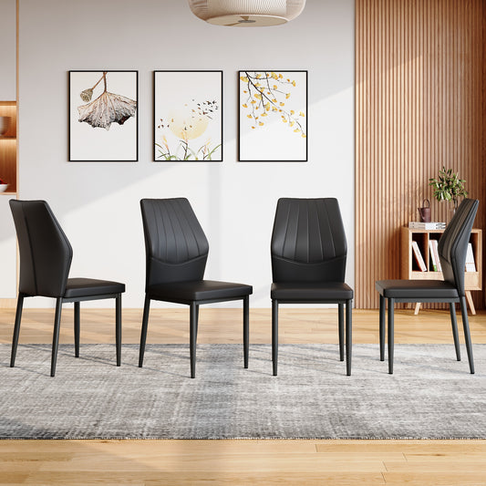 LOVMOR Set of 4 Black Dining Chairs 37 inches High: Ergonomic PU Backrest Combines Comfort and Style Perfectly blends comfort and elegance Injecting more comfort and style into dining time