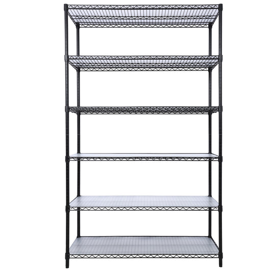 LOVMOR 6 Tier 6000lbs Capacity NSF Metal Shelf Wire Shelving Unit Heavy Duty Adjustable Storage Rack with Wheels and Shelf Liners for Commercial Grade Utility Steel Storage Rack Black 84InchH x 48InchL x 20InchD