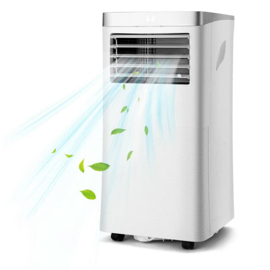 Slickblue 8000 BTU (115V) White Exhaust Vent Portable Air Conditioner Remote Control Included Cools 230 Sq Ft Bedroom Living Room Den or Office