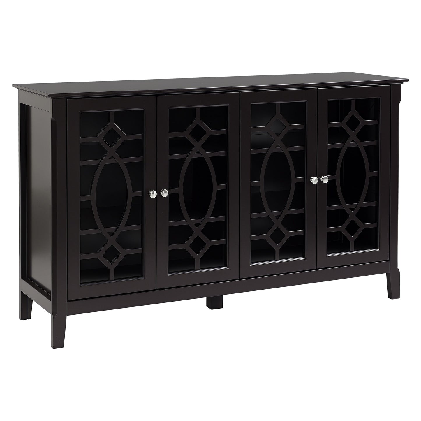 HomCom  Sideboard Buffet Cabinet Kitchen Storage Cabinet Glass Door Accent Cabinet with Adjustable Shelves Espresso