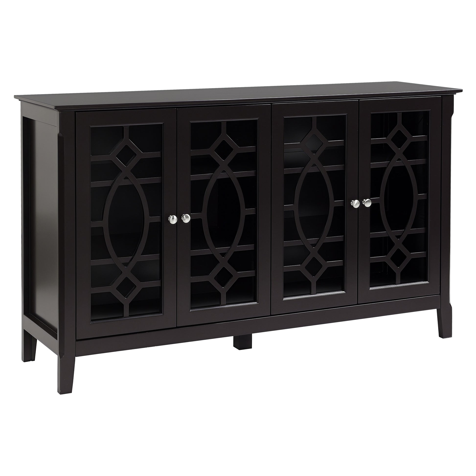 HomCom  Sideboard Buffet Cabinet Kitchen Storage Cabinet Glass Door Accent Cabinet with Adjustable Shelves Espresso
