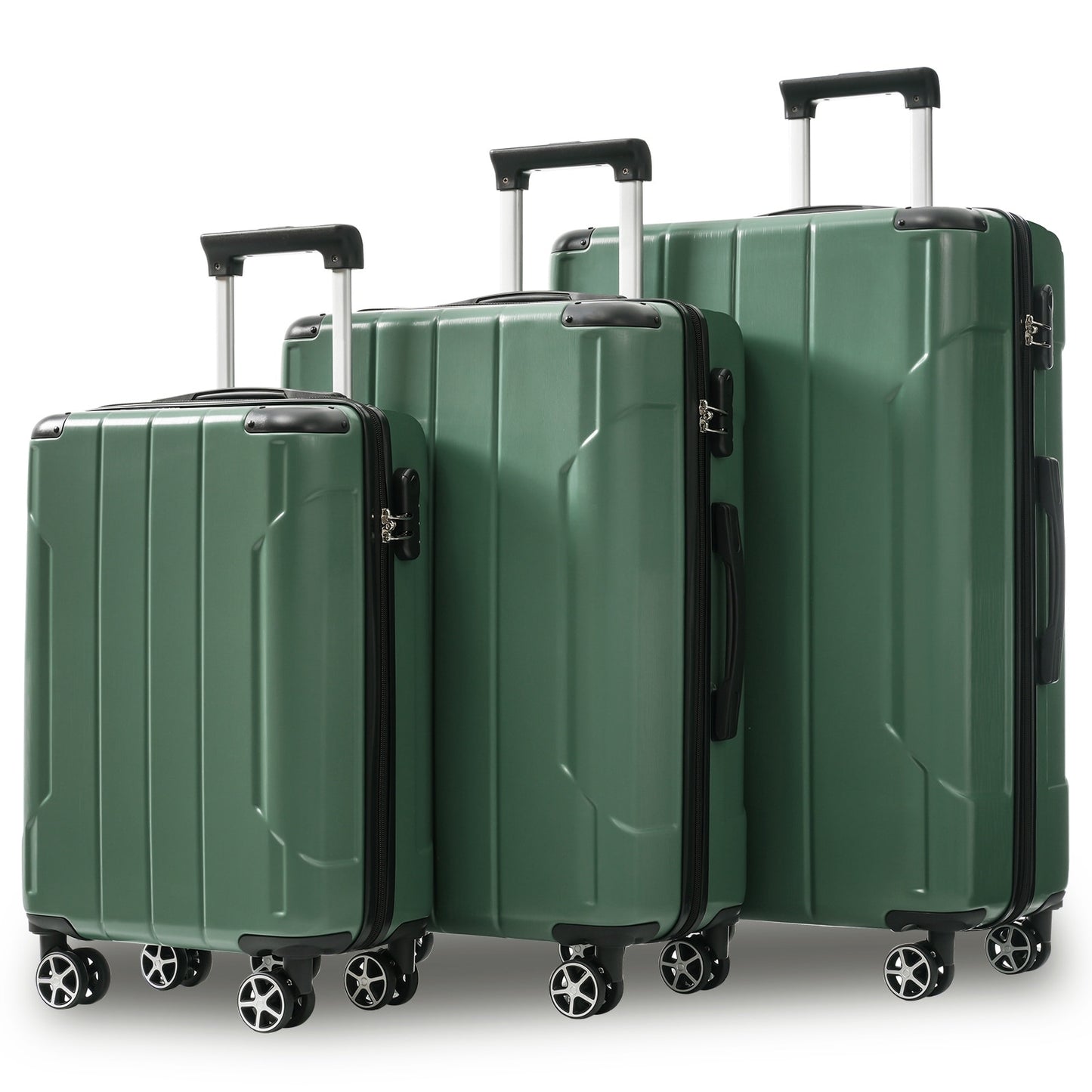 Bybafun 29.9"x 18.3"x11.4" Green Plastic Hardshell Suitcase set 3 -Bag