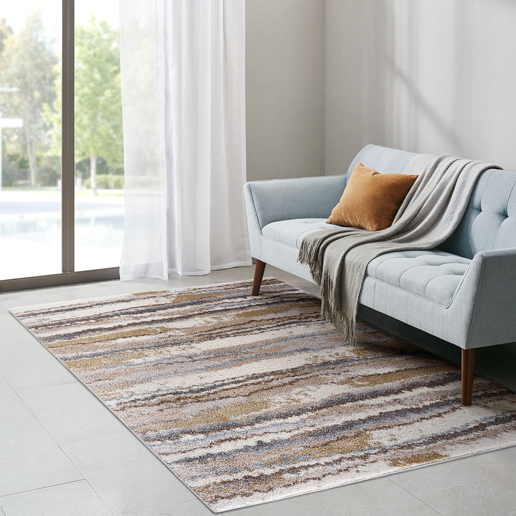 LOVMOR Watercolor Abstract Stripe Woven Area Rug