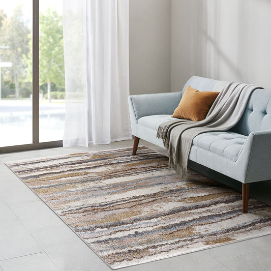 LOVMOR Watercolor Abstract Stripe Woven Area Rug