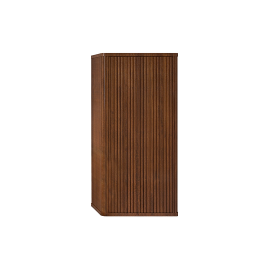 Tatayosi Striped Walnut Bathroom Floating Side Cabinet Wall-mounted Storage Cabinet for Small Spaces Pre-assembled