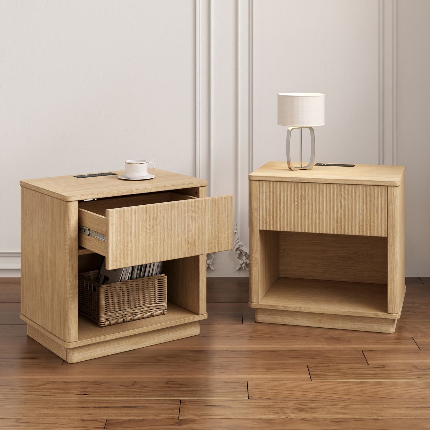 Lycvki Natural 15.75-in W x 21.65-in H Nightstand