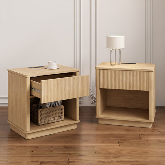 Lycvki Natural 15.75-in W x 21.65-in H Nightstand