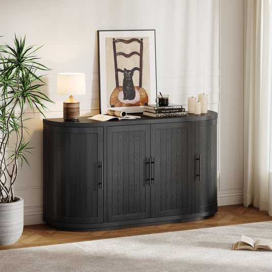 Christopher Knight Home Barnsfield Black 57 inch Modern 4 Door Curved Sideboard with Metal Handles