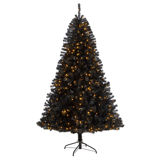 Nearly Natural  7-ft Black Artificial Christmas Tree with 500 Clear LED Lights and 1428 Tips