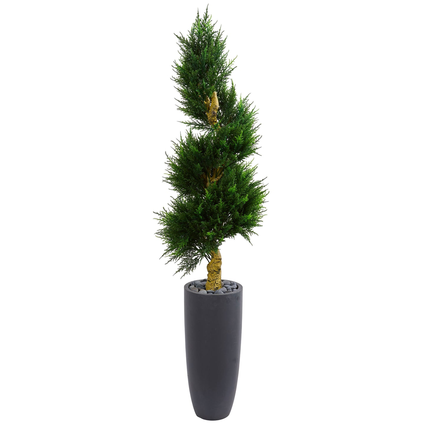 Nearly Natural  6-ft Spiral Cypress Artificial Tree in Cylinder Planter UV Resistant (Indoor/Outdoor)