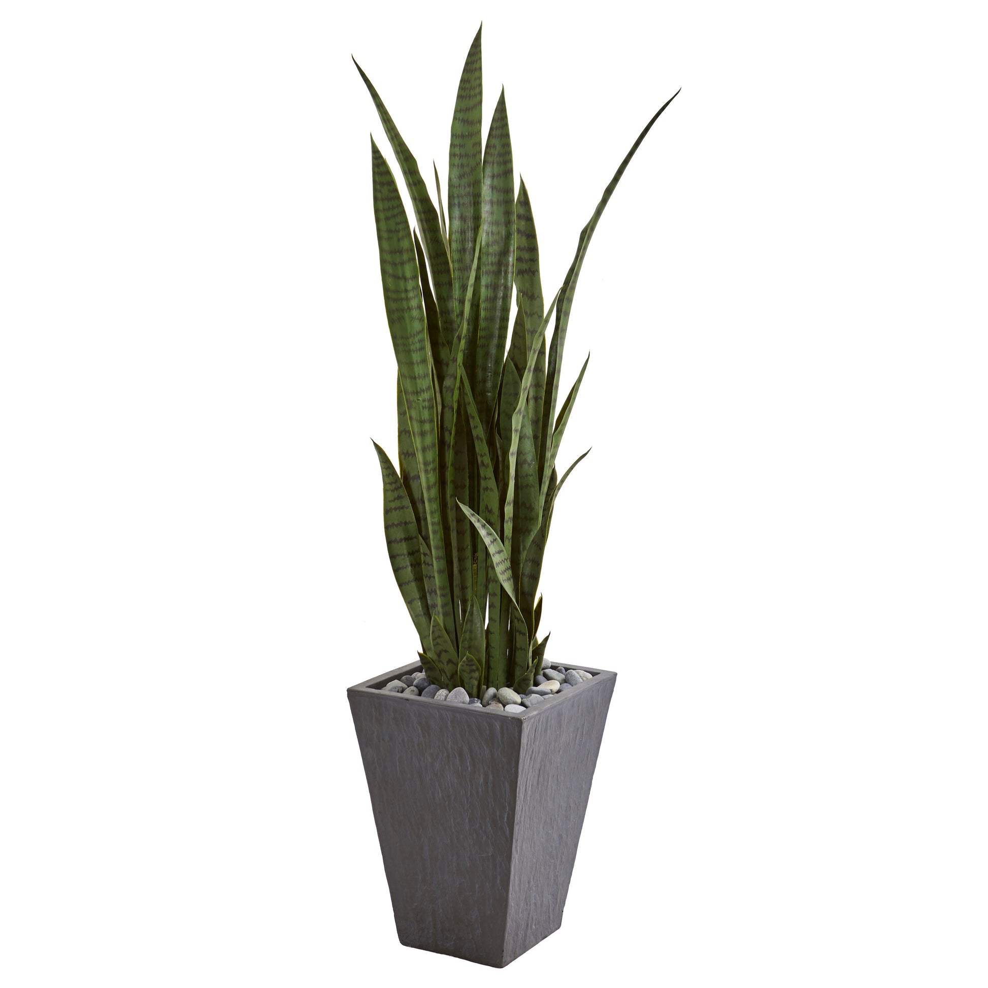 Nearly Natural  57-in Artificial Sansevieria Snake Plant in Slate Planter