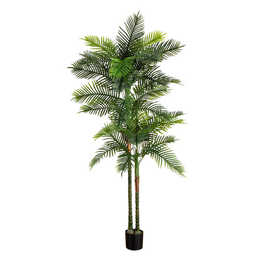 Nearly Natural  8-ft UV Resistant Artificial Double Robellini Palm Tree (Indoor/Outdoor)