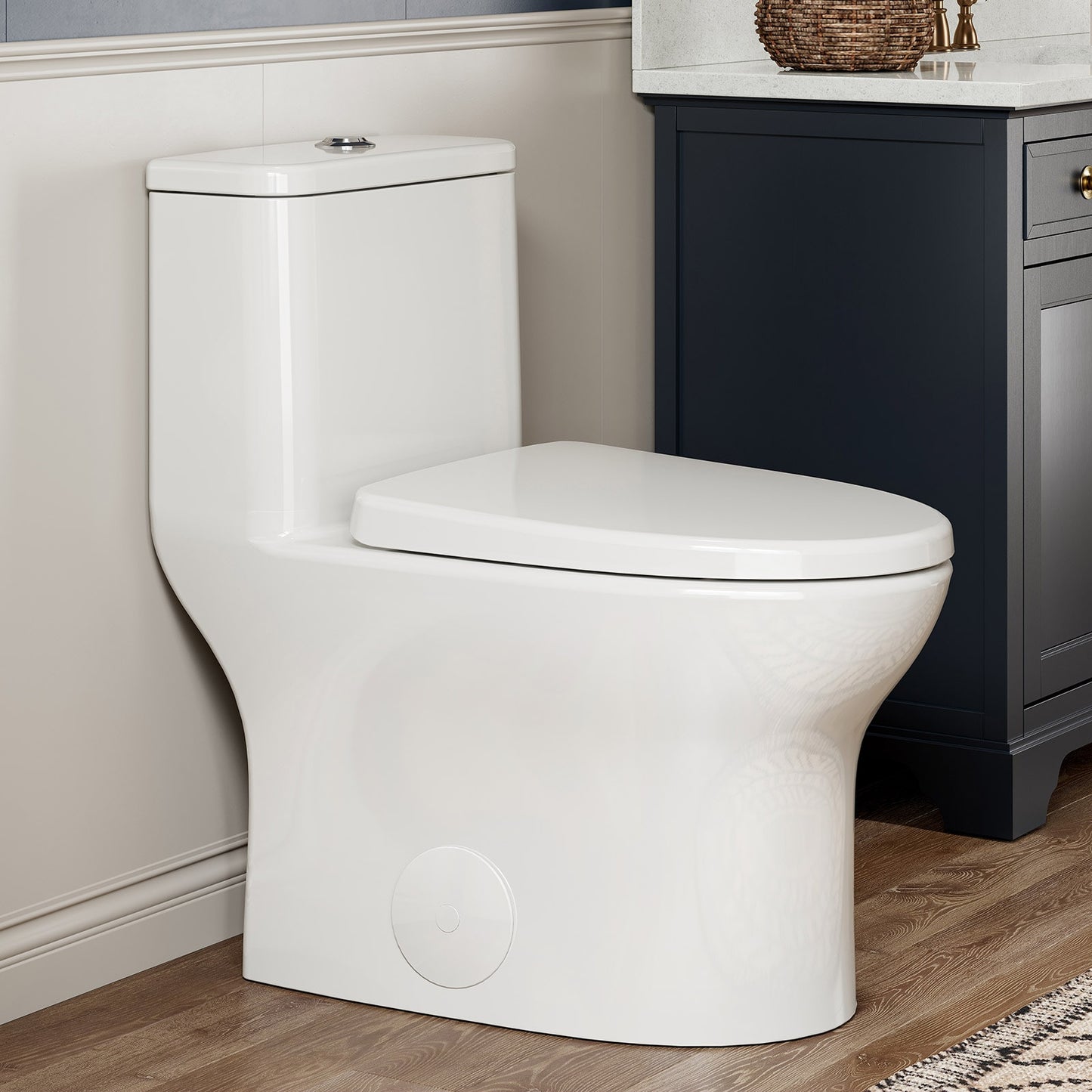 HOROW Toilets White Elongated Standard height 12-in Rough-In 1.28 1.0 GPF (4.85 3.79 LPF) Dual Flush Soft Close 1-piece Toilet