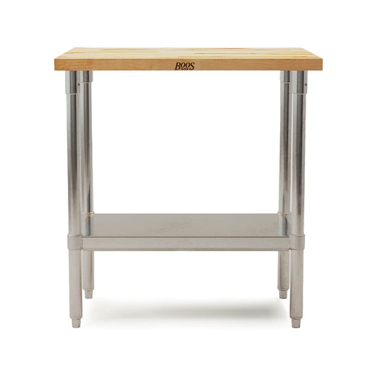 John Boos  Maple Wood Top Work Table with Adjustable Lower Shelf 36 x 24 x 1.5 Inches