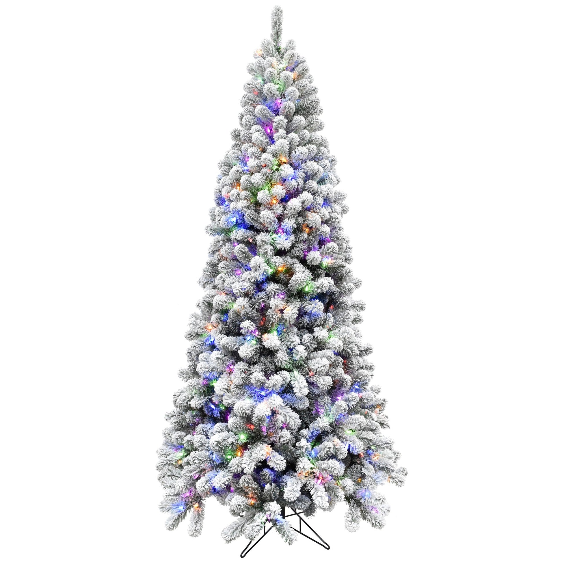 Fraser Hill Farm 7.5-ft Alaskan pine Pre-lit Flocked White Artificial Christmas Tree LED Lights