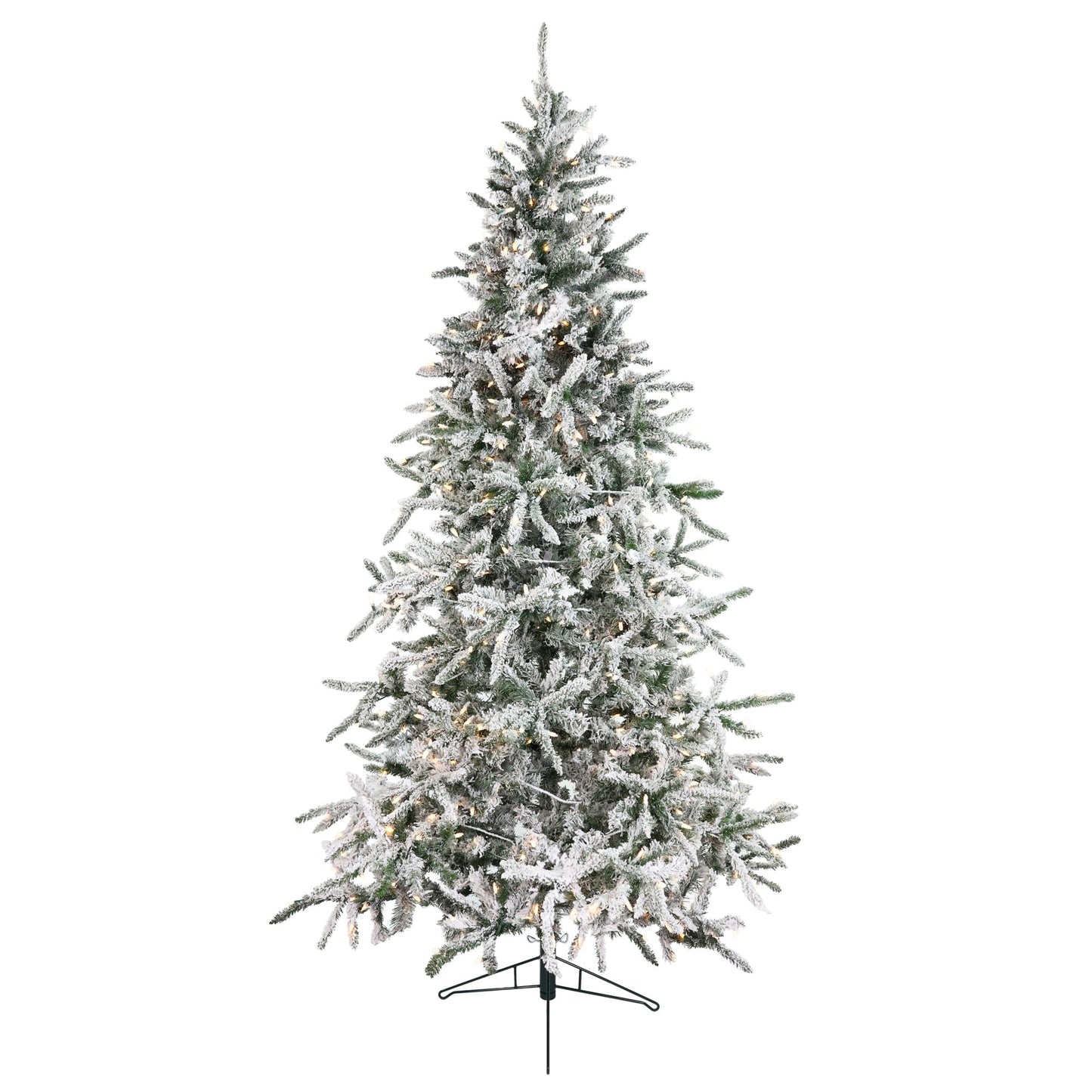 Fraser Hill Farm 7.5-ft Mountain pine Pre-lit Flocked White Artificial Christmas Tree with Multicolor LED Lights