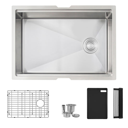 Stylish Versa Undermount 27-in x 19-in Stainless steel Single bowl 16 -Gauge Workstation Kitchen Sink