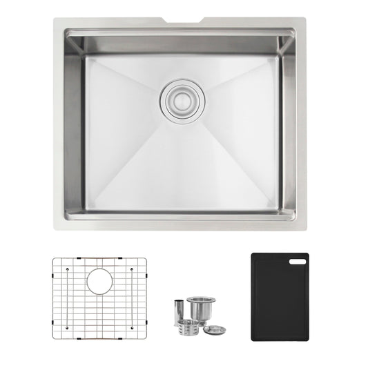 Stylish Versa Undermount 22-in x 19-in Stainless steel Single bowl 16 -Gauge Workstation Kitchen Sink