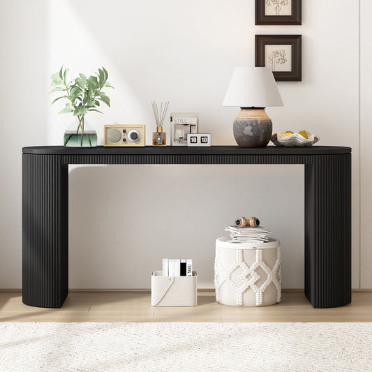 LOVMOR Curved Design Console Table with Unique Vertical Stripe Design Suitable for Living Room Study and Entrance