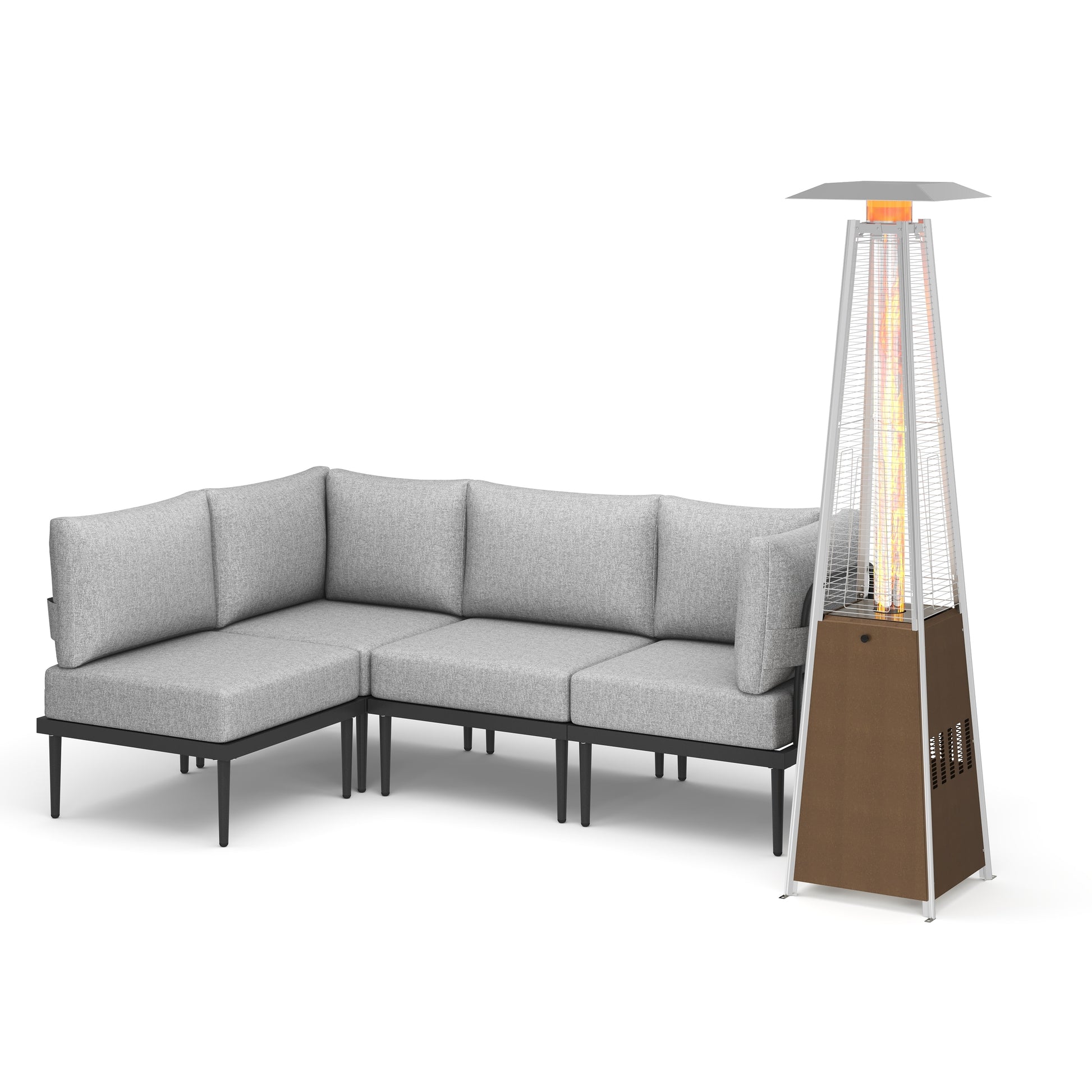 AURA OUTDOOR 5 -Piece Patio Conversation Set with Gray Cushions