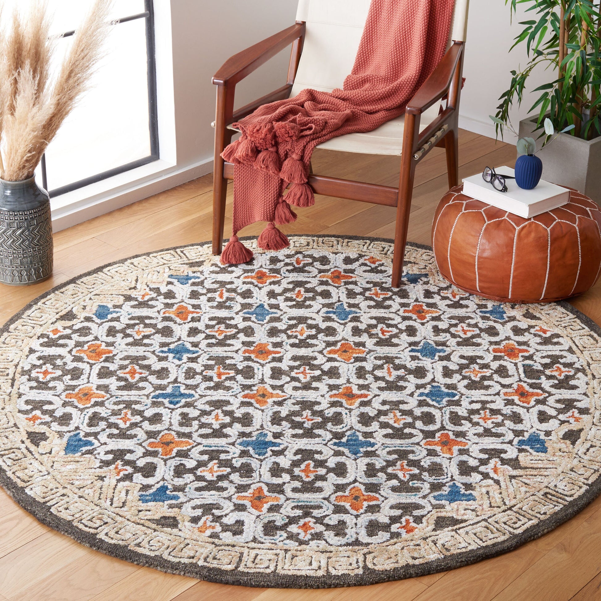 Safavieh  Aspen 294 Blue/Taupe Traditional 6ft x 6ft Round Rug