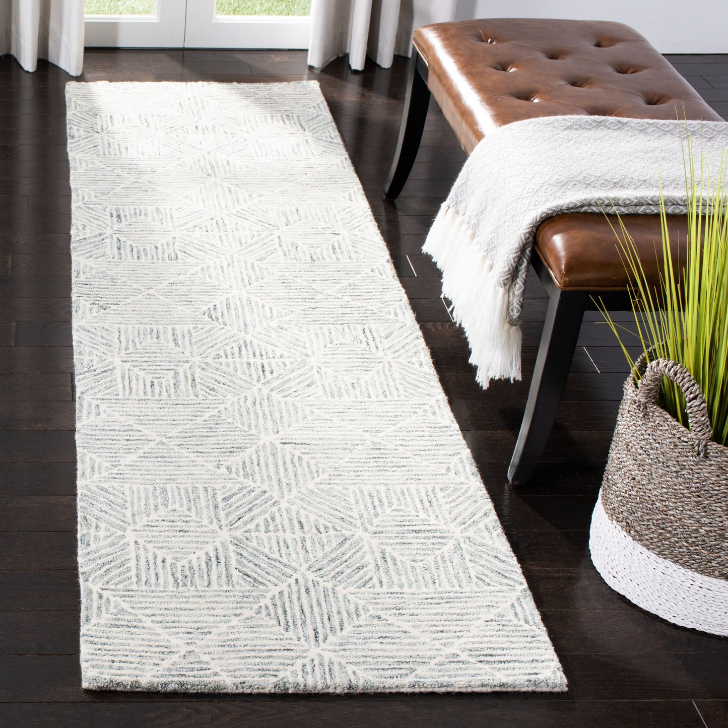 Safavieh  Abstract 763 Green/Ivory Contemporary 2Ft-3In x 22Ft Runner Rug