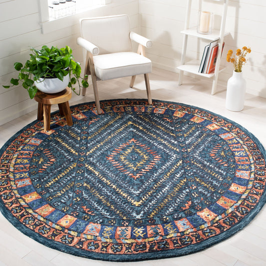 Safavieh  Aspen 815 Rust/Green Traditional 7ft x 7ft Round Rug