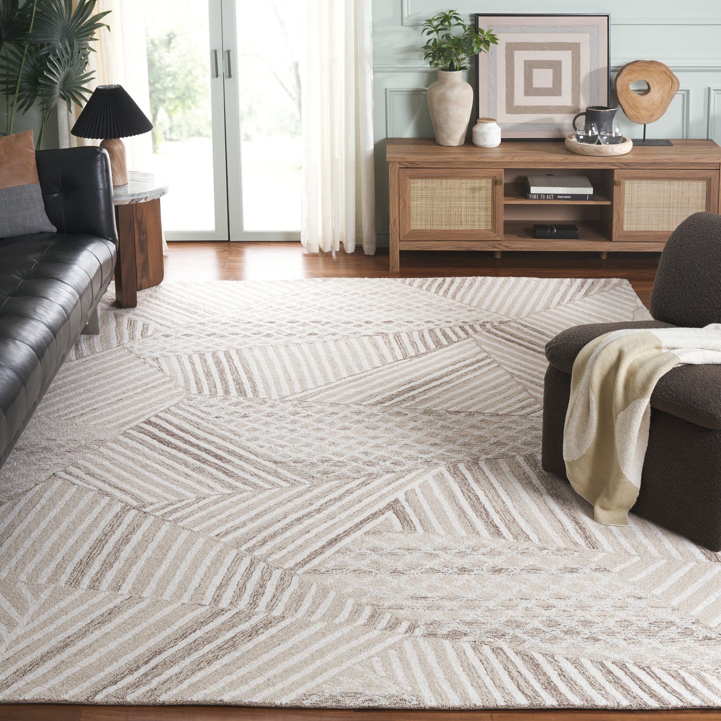 Safavieh  Abstract 929 Ivory/Light Brown Contemporary 6ft x 9ft Medium Rectangle Rug