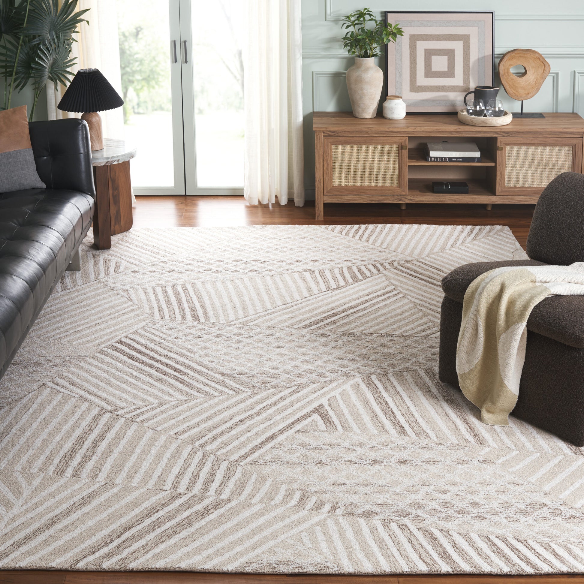 Safavieh  Abstract 929 Ivory/Light Brown Contemporary 6ft x 9ft Medium Rectangle Rug
