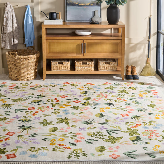 Safavieh Martha Stewart Washable Floral 186B Beige/Red 9ft x 12ft Country Floral Rug