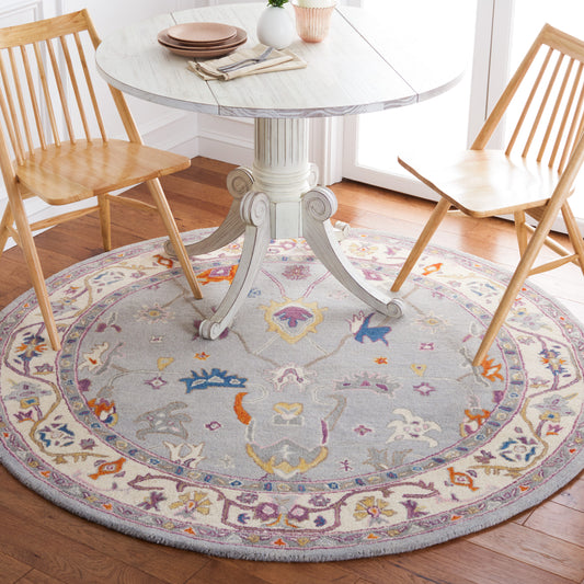 Safavieh  Anatolia 513 Gray/Ivory Traditional 6ft x 6ft Round Rug