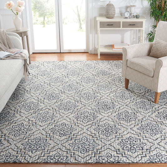 Safavieh  Abstract 201 Ivory/Navy Traditional 6ft x 9ft Medium Rectangle Rug