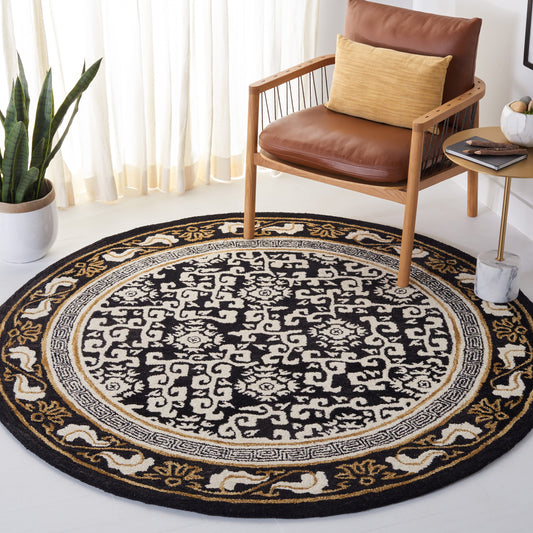 Safavieh  Antiquity 860 Black/Ivory Traditional 6ft x 6ft Round Rug