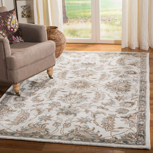 Safavieh Bella Enid 5 x 8 (ft) Tufted Synthetic Ivory/Light Gray Rectangular Indoor Floral/Botanical Vintage Spot Clean Only Area rug
