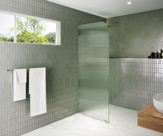 Glass Warehouse Aurora Polished Brass 32-in W x 78-in H Frameless Tempered Glass Fixed Shower door