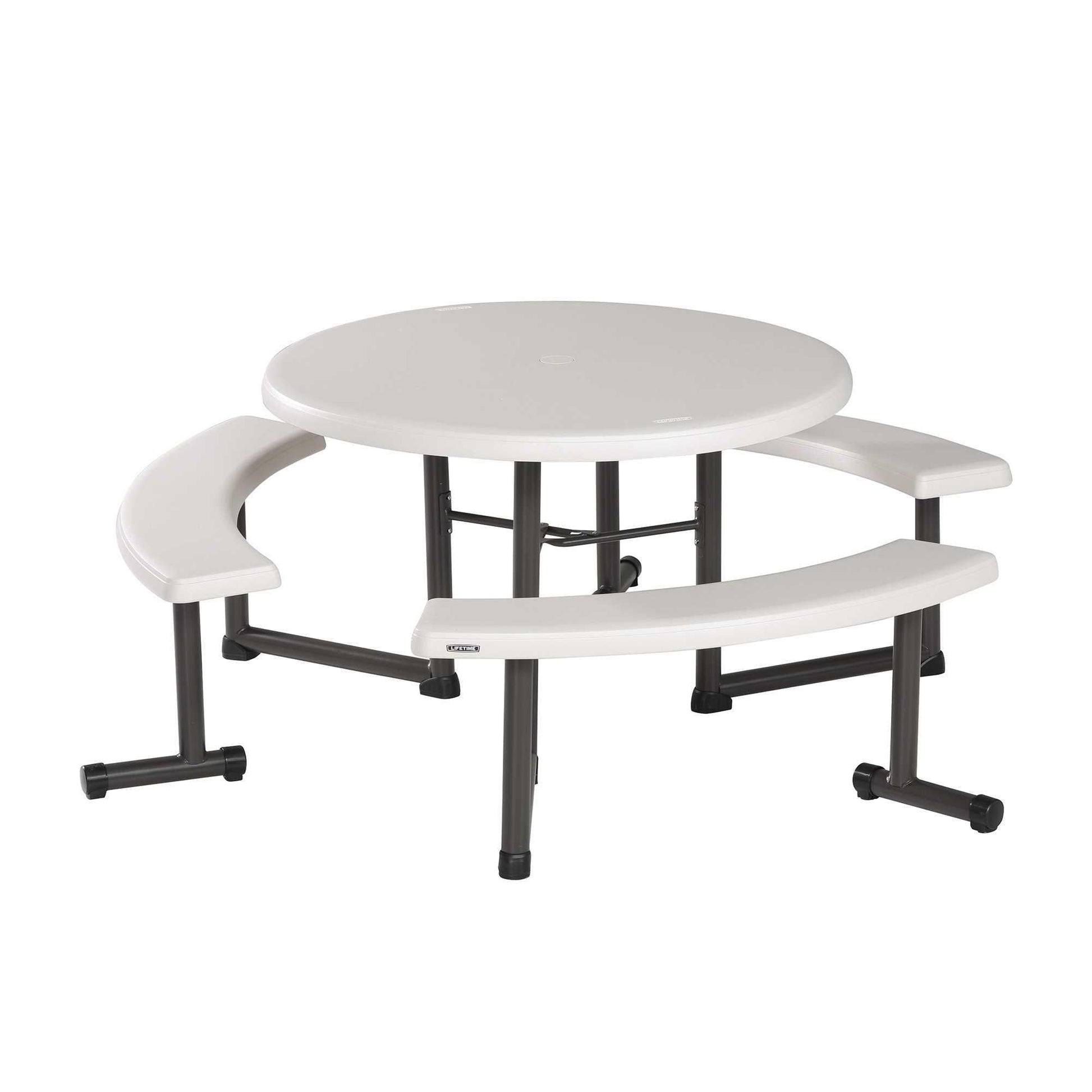 LIFETIME PRODUCTS 76.6-in Off-white Plastic Round Picnic Table
