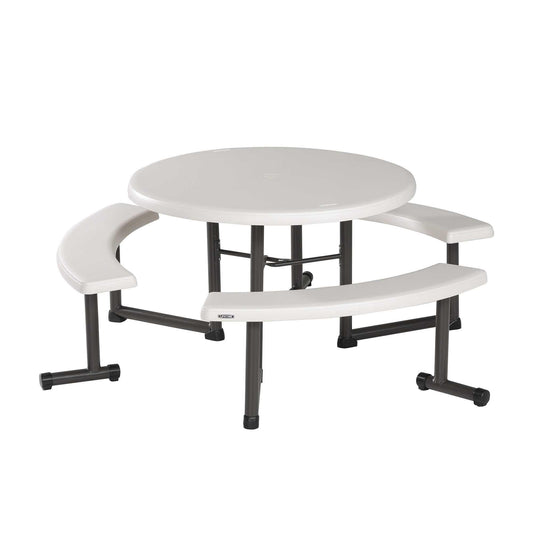 LIFETIME PRODUCTS 76.6-in Off-white Plastic Round Picnic Table
