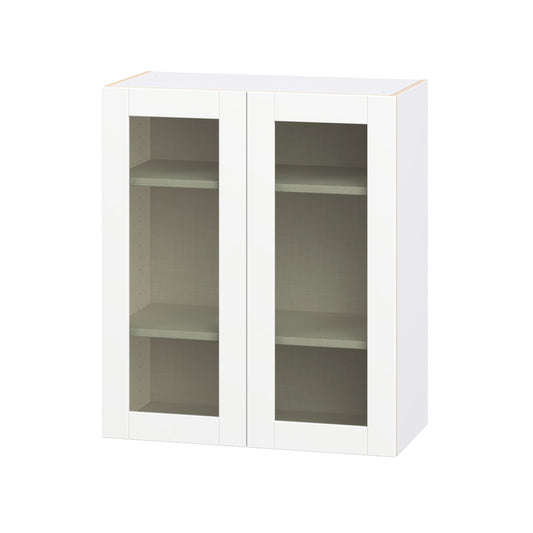 Hugo&Borg Rosemont 30-in W x 35-in H x 14-in D Glacier White Wall Fully Assembled Cabinet Glass Panel Glass