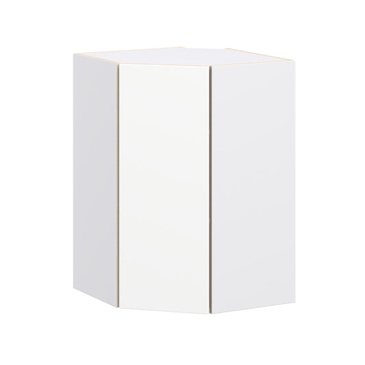 Hugo&Borg Lasalle 24-in W x 35-in H x 24.5-in D Bright White Slab Diagonal Corner Wall Fully Assembled Cabinet Flat Panel Slab