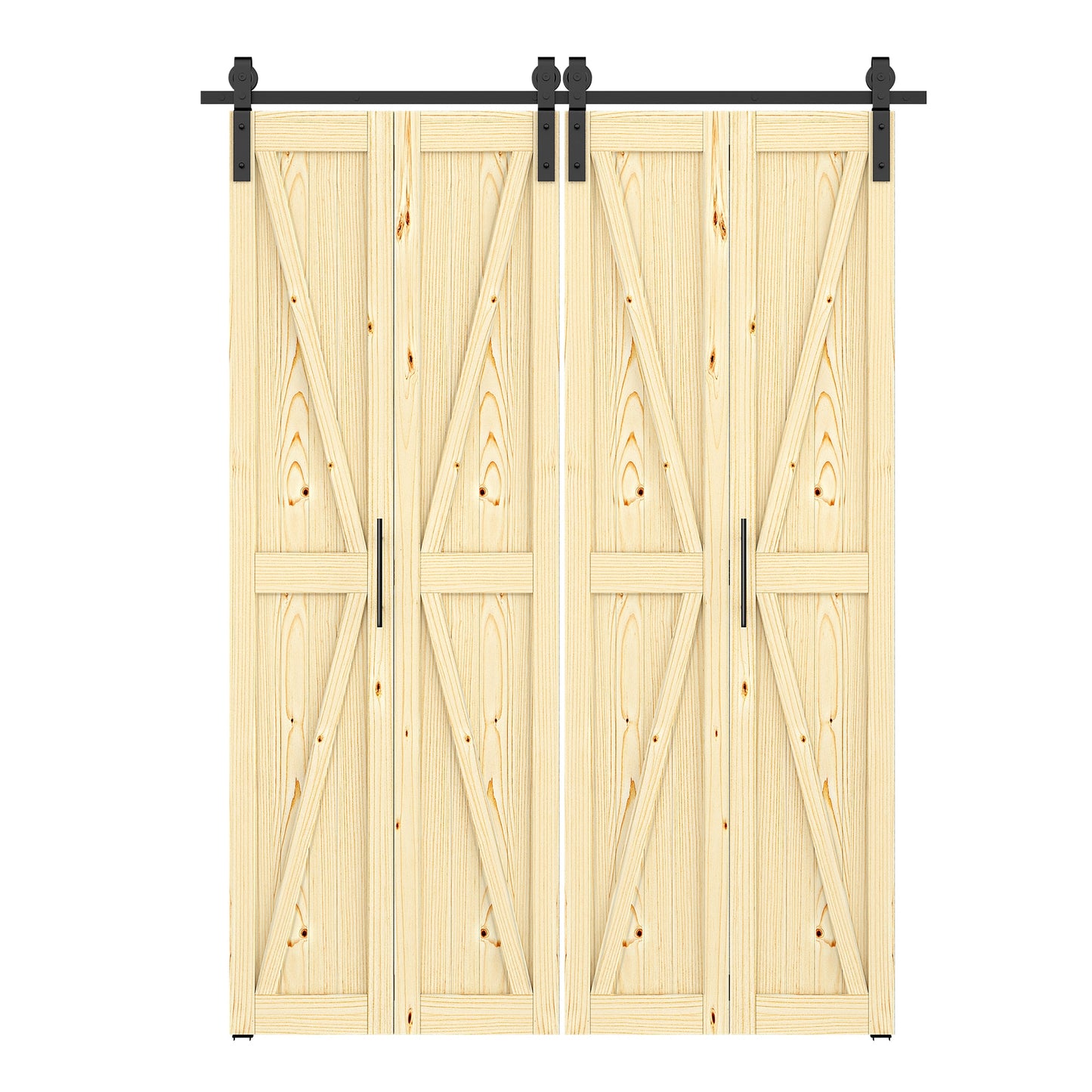 LOVMOR 60 in. x 84 in. Unfinished Solid Pine Wood Bi-fold Door with Hardware Kit