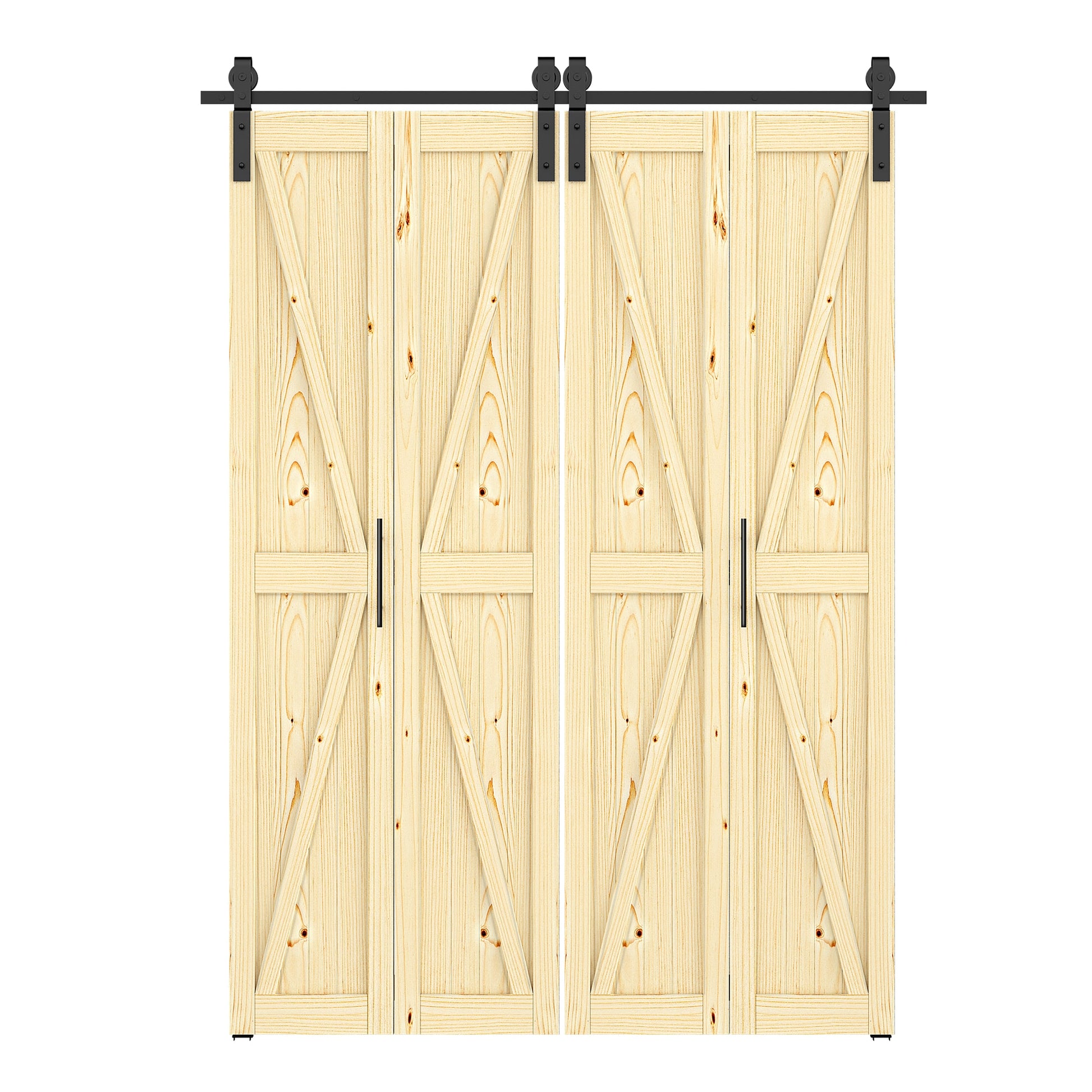 LOVMOR 60 in. x 84 in. Unfinished Solid Pine Wood Bi-fold Door with Hardware Kit