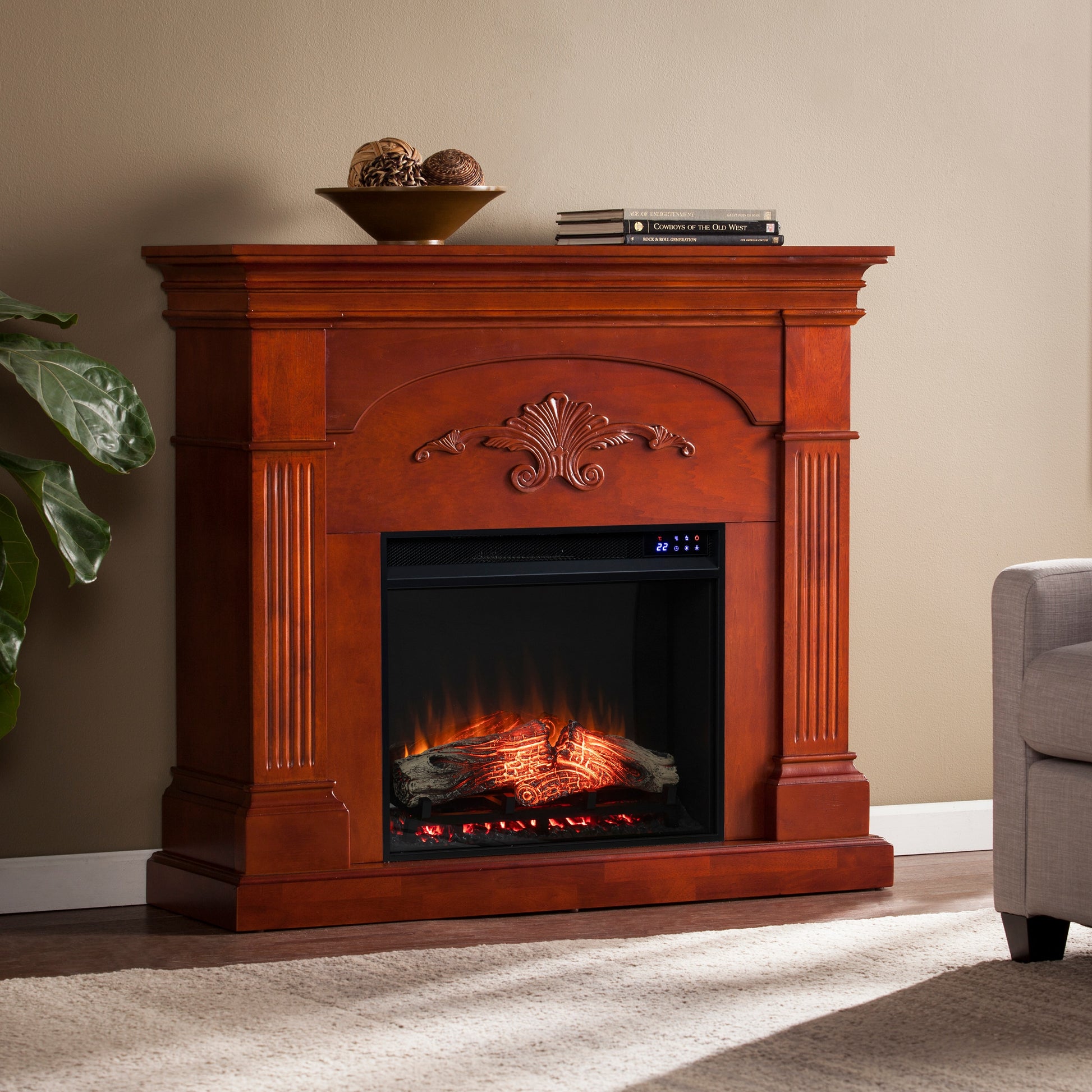 Safavieh Sicilian Touch Screen Electric Fireplace/Mahogany