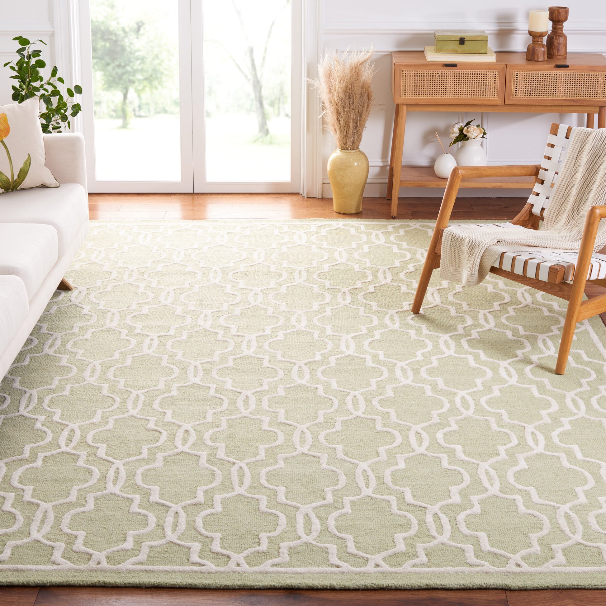 Safavieh  Cambridge 131 Light Green/Ivory Contemporary 9ft x 12ft Large Rectangle Rug