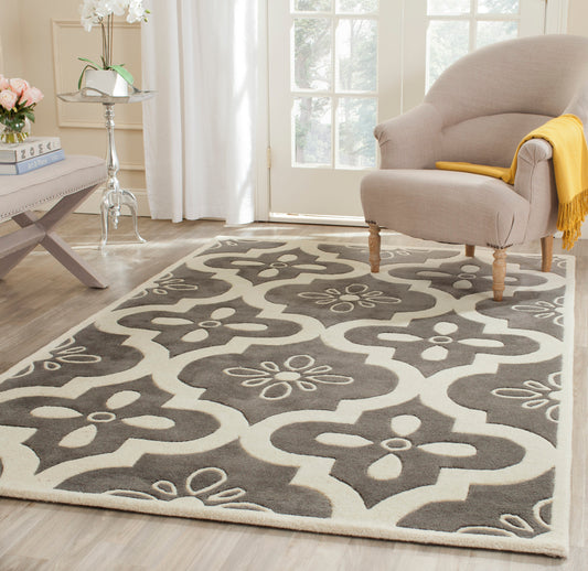 Safavieh  Chatham 751 Dark Gray/Ivory Contemporary 5ft x 8ft Medium Rectangle Rug