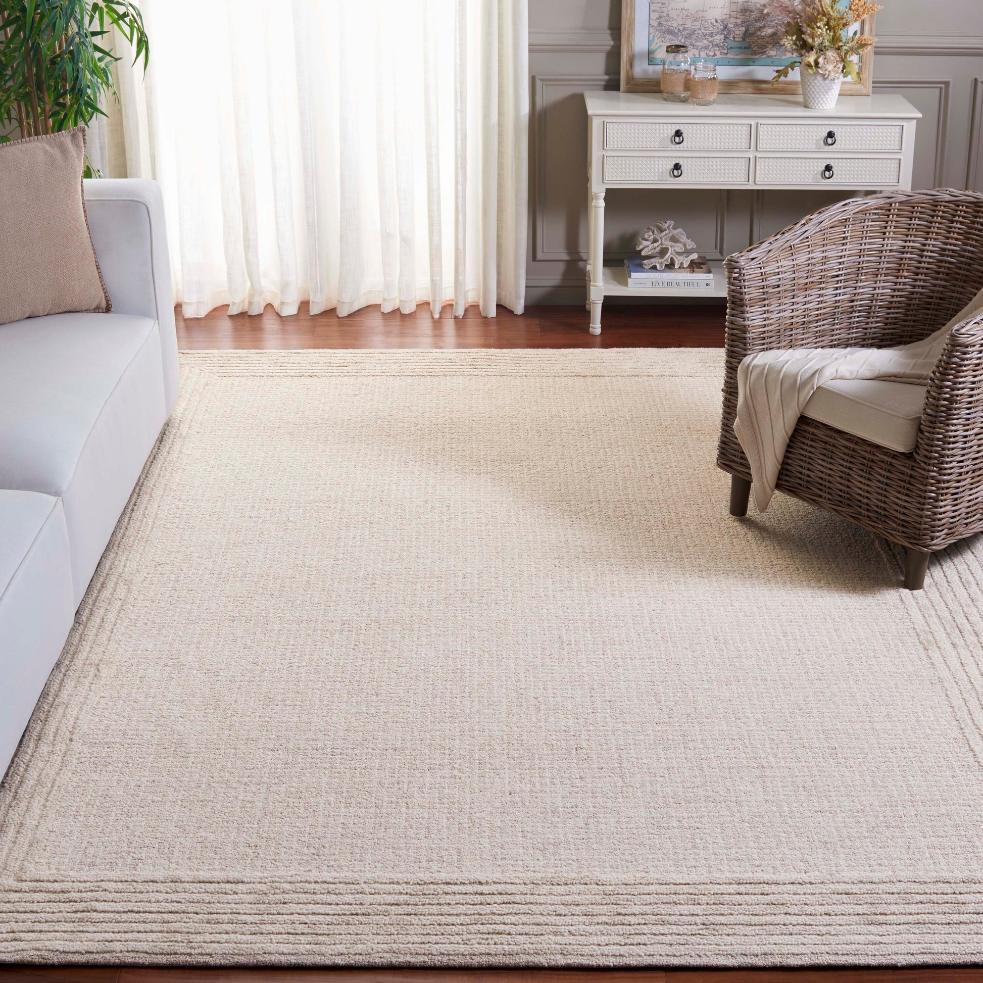 Safavieh  Ebony 425 Ivory/Beige Solid / Tonal 9ft x 12ft Large Rectangle Rug