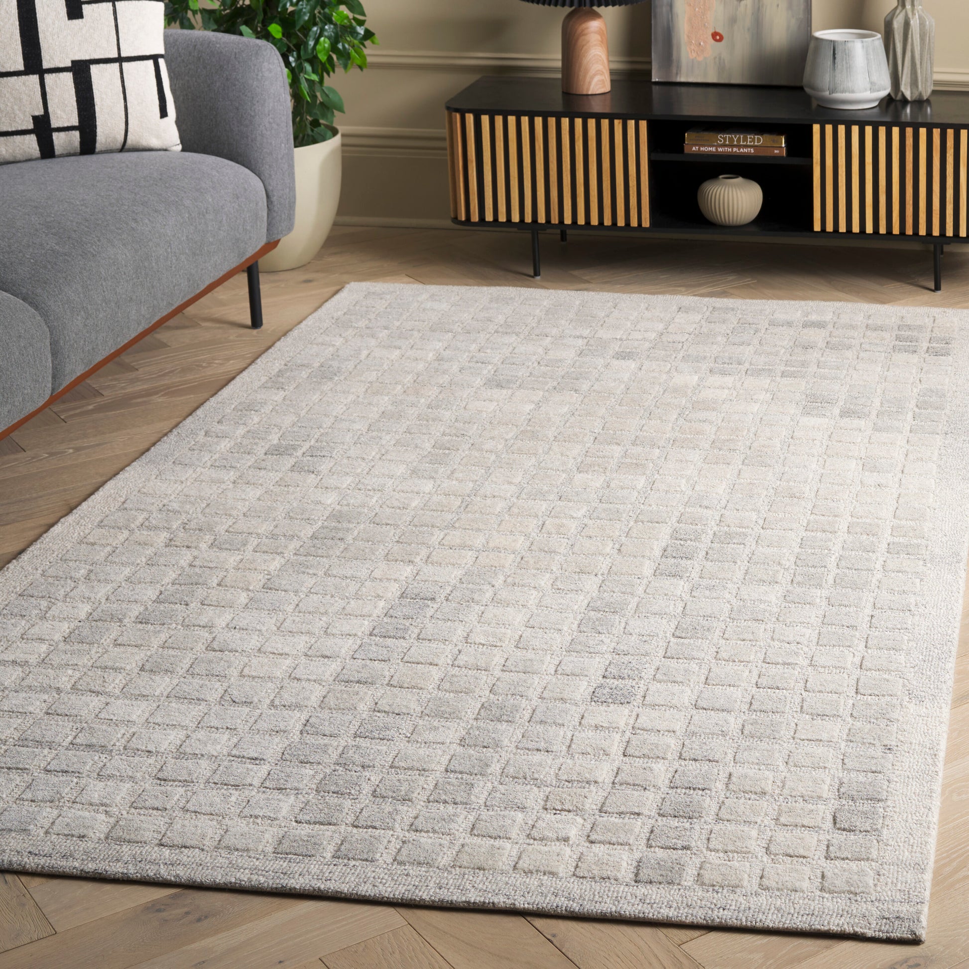 Safavieh  Ebony 375 Gray Contemporary 5ft x 8ft Medium Rectangle Rug