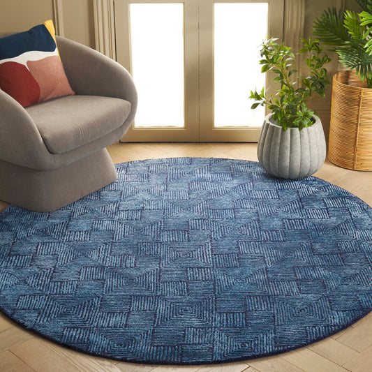 Safavieh  Glamour 401 Navy Contemporary 6ft x 6ft Round Rug