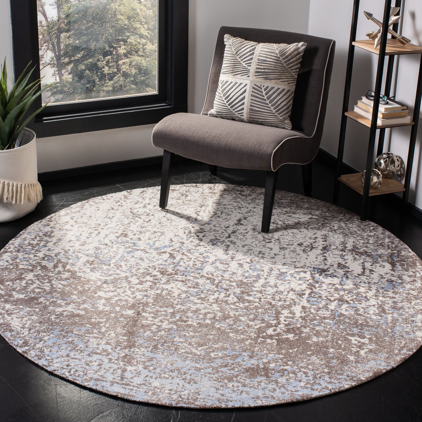 Safavieh  Expression 477 Ivory/Gray Transitional 6ft x 6ft Round Rug