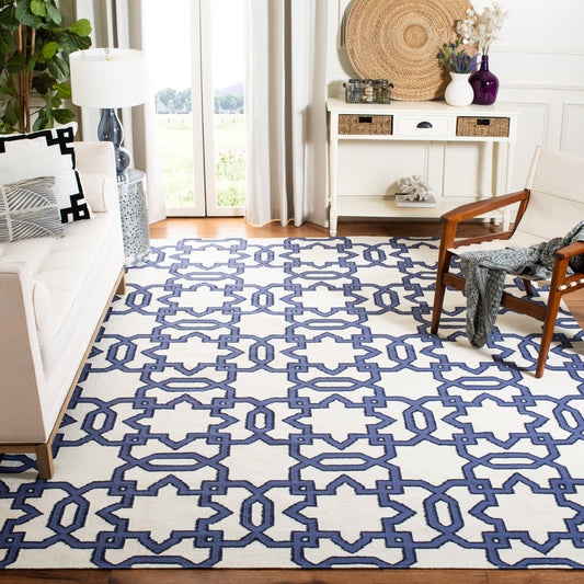 Safavieh  Dhurries 751 Ivory/Purple Contemporary 9ft x 12ft Large Rectangle Rug